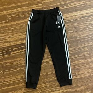 Adidas Kids Black Joggers with White Stripes